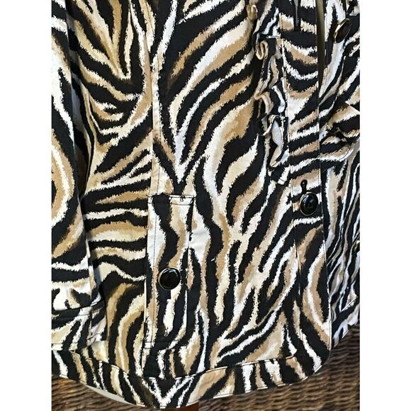 Charter Club Zebra Print Women’s Shacket-Style Jacket/Blazer Top/Gold Button Acc - Picture 8 of 11